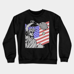 Statue of Liberty USA Tennis  American Flag Crewneck Sweatshirt